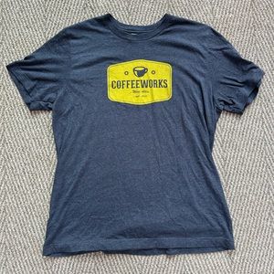 Grey “Coffeeworks” T-shirt with yellow logo - L